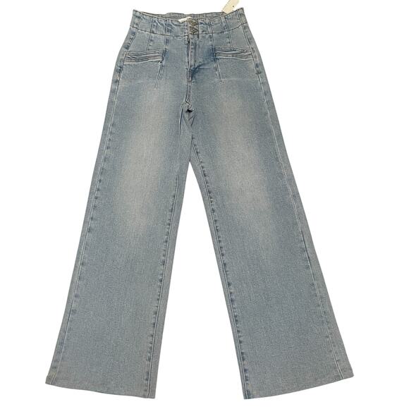 Altar'd State Tyla Wide Leg Stretch Jeans Medium Light Wash Size 25 NEW - Picture 2 of 10